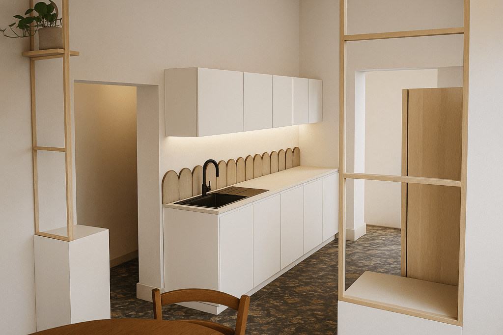 Dessins à la main
Plans 2D
Images 3D
Images photoréalistes
Se projeter
Aménagements spécifiques
Aménagements modulables
Rangements astucieux et bien pensés
Meubles sur-mesure