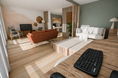 Salon avec bureau et chambre d'amis